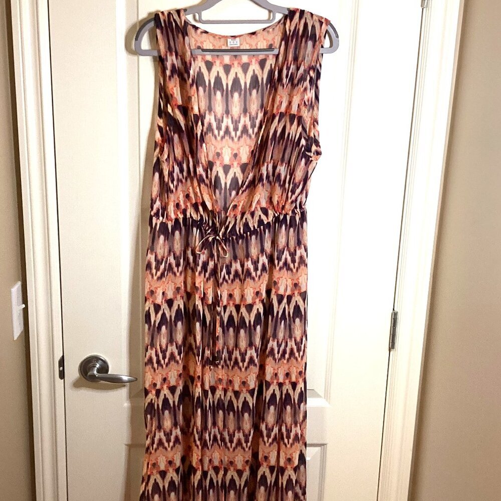 F & F Women's Swimsuit Swimwear Beach Cover up Size XL Long Eveningwear Sheer